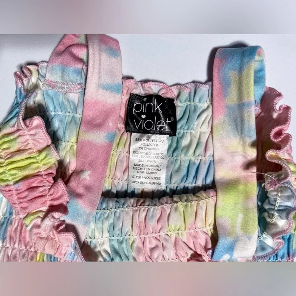 Kids Girls Size XS 4/5 Maxi Dress Set Of 2 Tie Dye Unicorn & Blue Flowers NEW